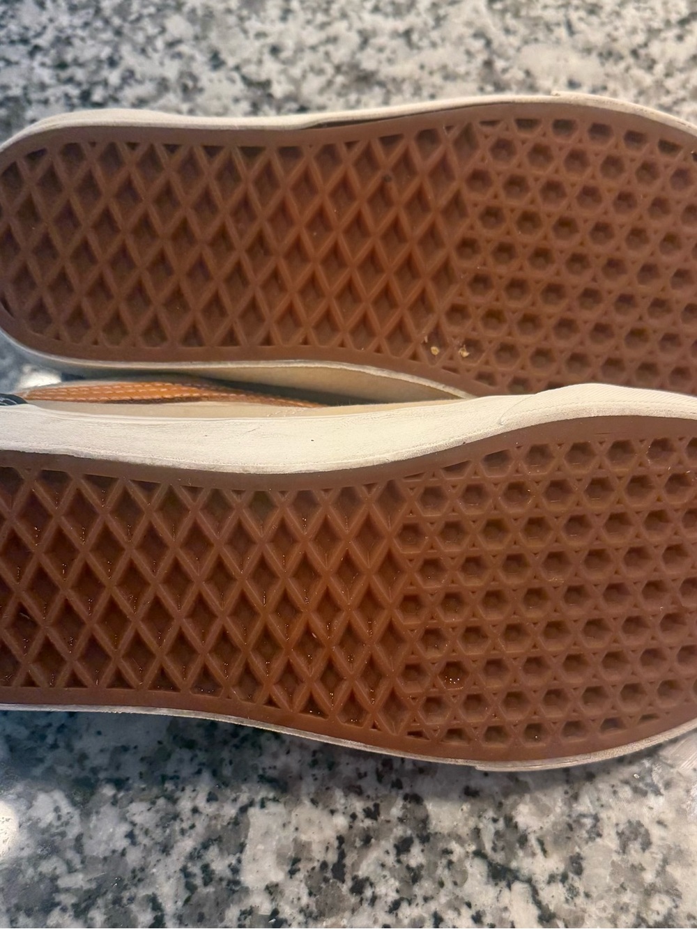 Unisex Vans Brown Checkerboard Sneakers with Tan Stripe - Picture 9 of 10